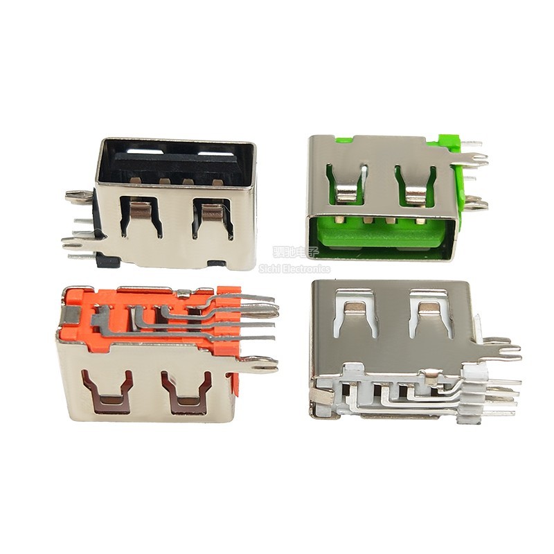 USB Nữ Ổ Cắm AF10.0 Thân Ngắn 10MM Dẹt Uốn Bên Cắm Dọc 90 Độ Cong Pin Giao Diện Ổ Cắm