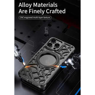 [JLK] Ốp Điện Thoại Không Khung Hợp Kim Nhôm Từ Tính Cho iPhone 17 Air 15 16 Pro Max Với 360° Vỏ kim loại chống sốc đứng