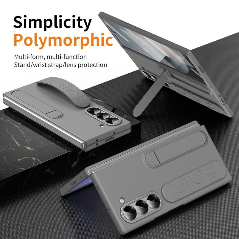 Dây đeo cổ tay có thể gập lại Funda Thích hợp cho Samsung Galaxy zfold7 Z Fold 6 4 5 3 Vỏ điện thoại Fold6 5G Kính trước Bảo vệ ống kính PC Vỏ nhựa Capa