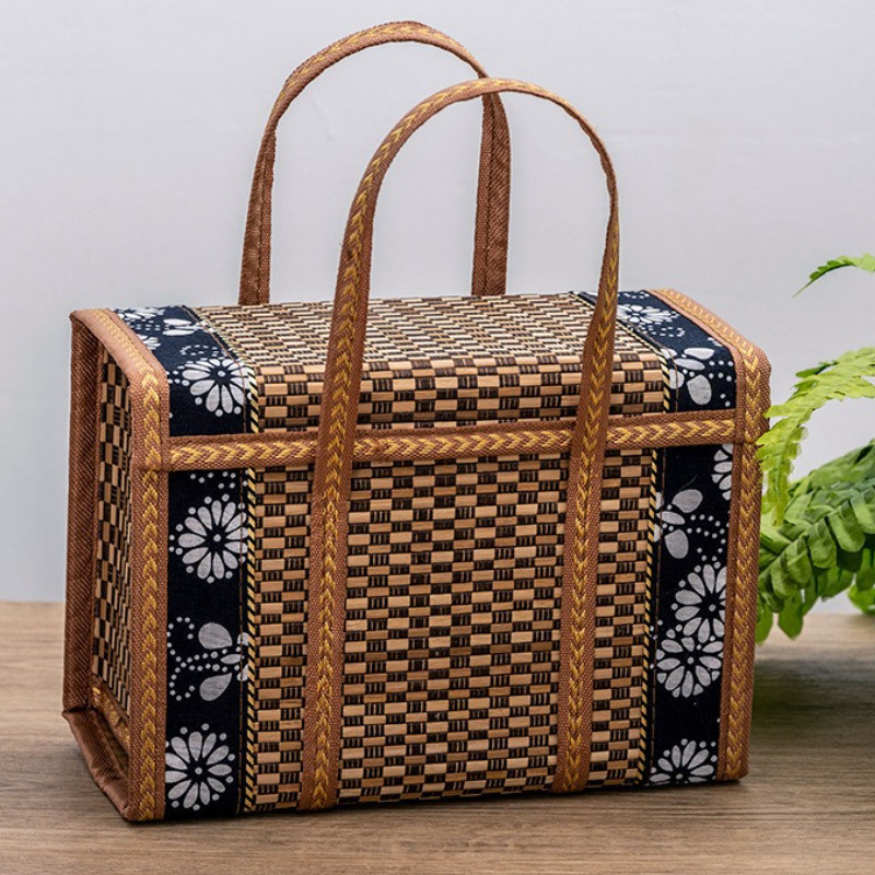 Giỏ mây tre dệt tay,Giỏ Mây Đan Đựng Trái Cây Có Tay Cầm Có Thể Gấp Gọn Tiện Dụng