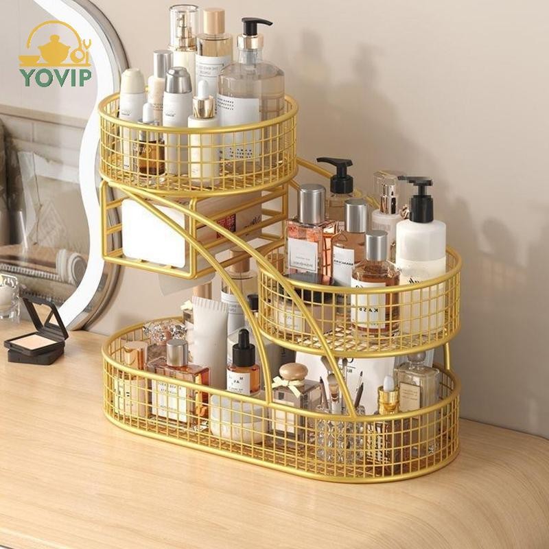 YOVIP 1 Nhẹ Sơn Kim Loại Hộp Đựng Mỹ Phẩm Lắp Đặt Trang Điểm Giá Để Đồ Trang Điểm Hiện Đại Vanity Kệ Để Bàn VN