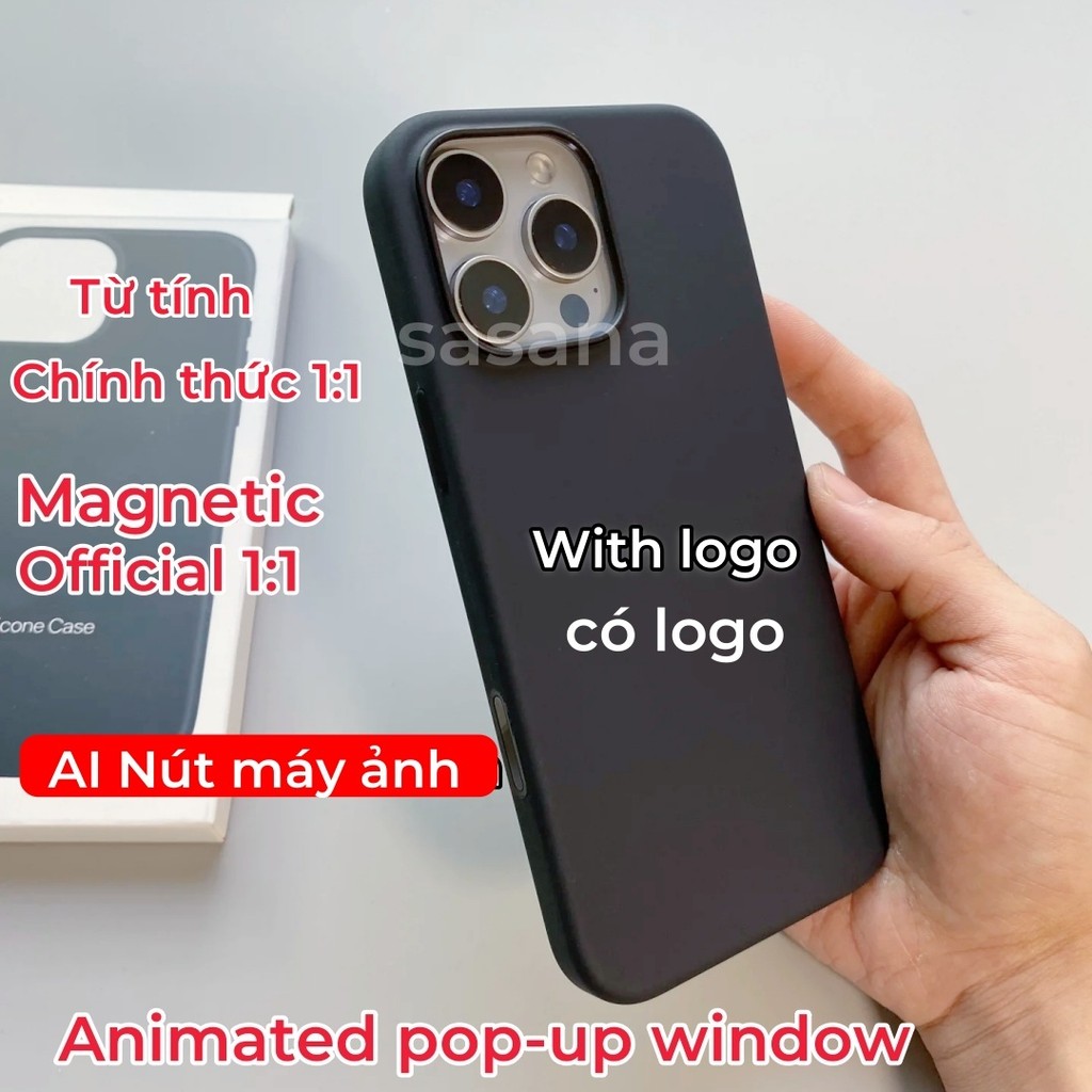 [Chất lượng hàng đầu 1: 1] Silicon lỏng từ tính cho iphone 16 / 15 / Pro / Pro Max / Plus / ốp điện thoại Hoạt hình bật lên được trang bị nút điều khiển máy ảnh