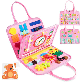 Montessori Sensory Toys For Toddler ,Busy Board Kid Basic Life Skills Toys Early Learning Educational Toys Busy Book Quiet Book Toddlers Buckle Training