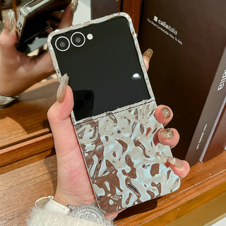 Ốp điện thoại gấp cho Samsung Galaxy Z Flip7 Flip6 Flip5 Flip4 Flip3 Vỏ điện thoại tpu cứng gợn nước mạ điện