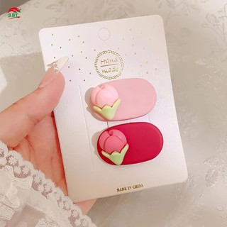 Kẹp Tóc Dopamine Màu Tulip Kawaii Nhựa Hồng - Phụ Kiện Tóc Cho Bé Gái