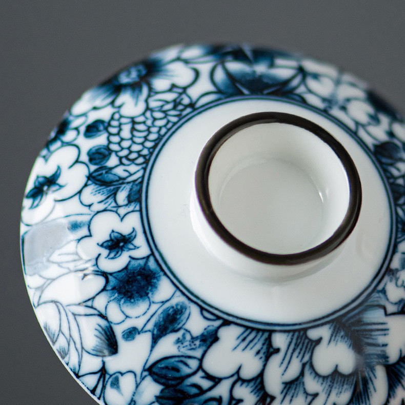 Bộ Trà Gaiwan Trắng Xanh Retro Bộ Trà Kung Fu Gốm sứ Trung Quốc