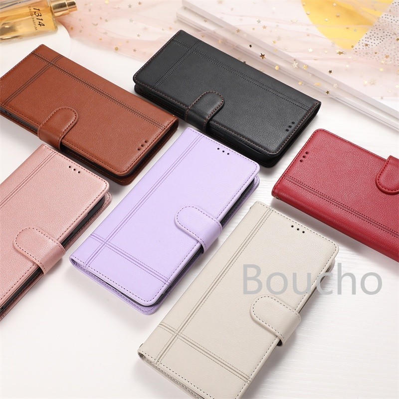 Dành Cho OPPO Reno 11 12 13 14 Pro 11F 11A 12F 12FS 13F 13FS 14F F27 5G 4G Ví PU Thời Trang Flip Cover Vỏ Điện Thoại Da Sang Trọng Có Khe Cắm Thẻ