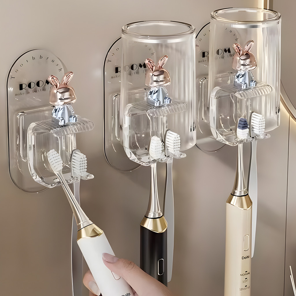 [H & L] Giá đỡ bàn chải đánh răng ABS + PS bền bỉ Phong cách hoạt hình, Đế chống trượt & Bề mặt dễ làm sạch, Dụng cụ sắp xếp phòng tắm nhỏ gọn để sử dụng tại nhà