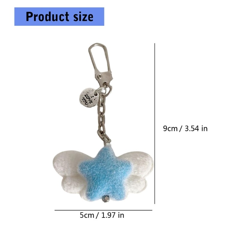 COO Chất Liệu Đổ Xô Ngôi Sao Móc Khóa Fuzzy Cánh Thiên Thần Trang Trí Thời Trang Thiết Thực Cho Học Sinh Cô Gái Bạn Bè
