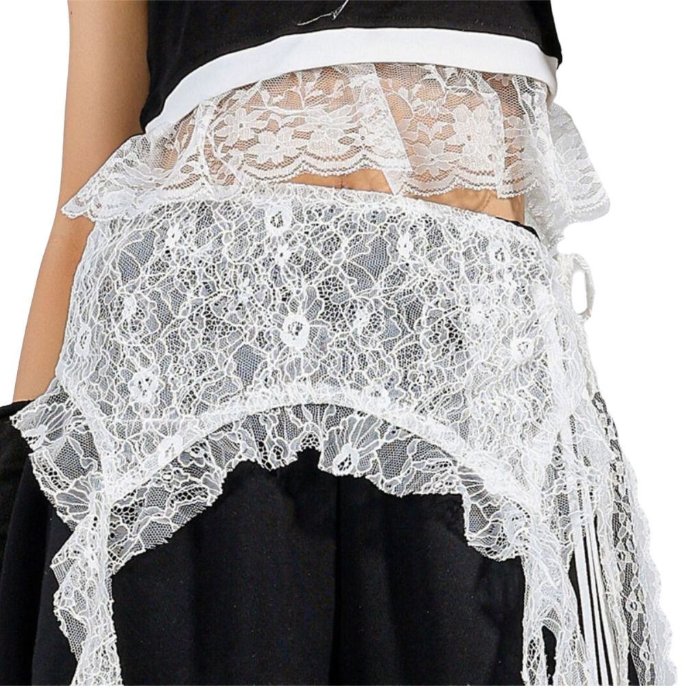 Váy Mini Ren Xù Thiết Kế Y2K Không Đều, Thích Hợp Đi Dạo Phố và Có Bông Tai Kẹp Nhìn Xuyên Qua Rèm Mông