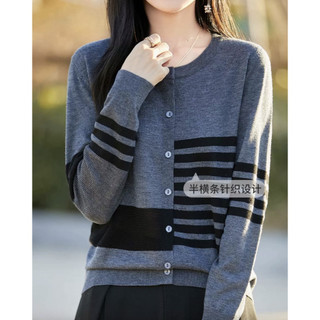 Áo Cardigan Sọc Tay Dài Cổ Tròn Cho Nữ, Phù Hợp Đi Làm, Thiết Kế Mỏng