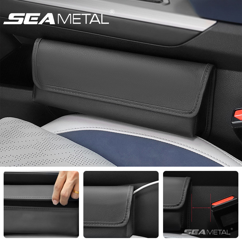 Túi đựng đồ ghế ô tô SEAMETAL Túi đựng đồ da có khe hở ở ghế ô tô Hộp đựng đồ ô tô có khe hở