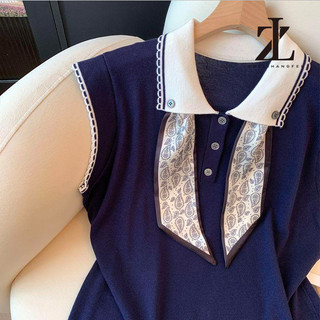 Phiên bản Hàn Quốc Ve Áo Cổ Áo Dệt Kim Nữ Áo Vest Không Tay Top