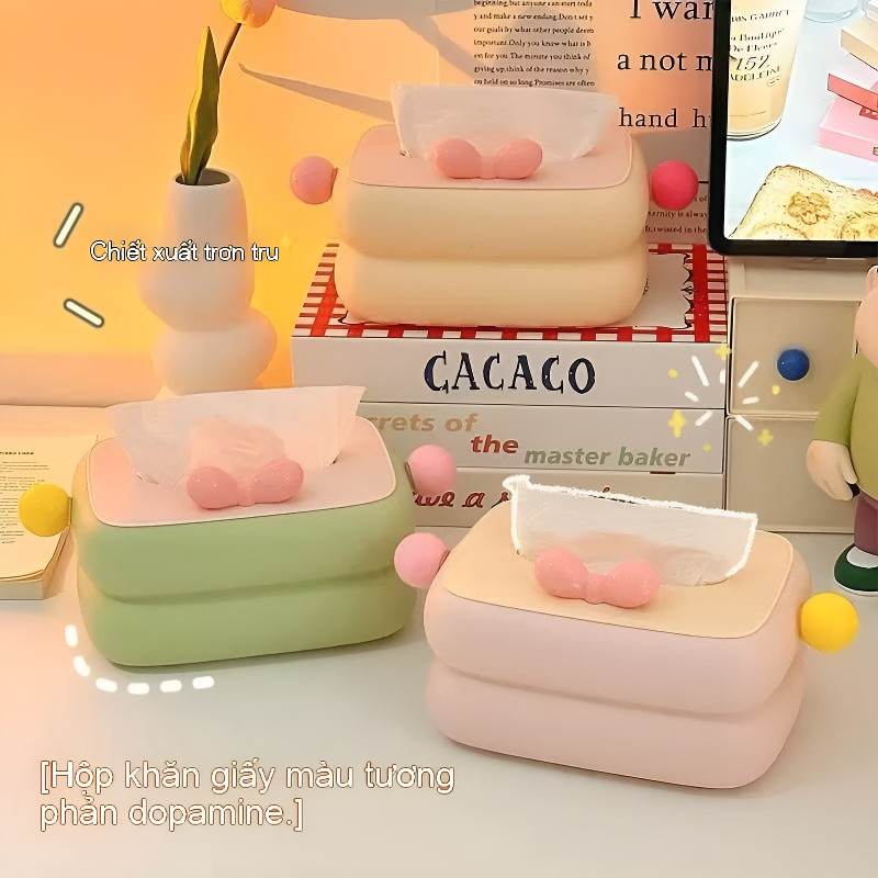 Dopamine Màu Tương Phản Hộp Khăn Giấy Phòng Khách Bàn Cà Phê Cao Cấp Hộp Khăn Ăn Sáng Tạo Nhà Phòng Ngủ Để Bàn Hộp Bảo Quản
