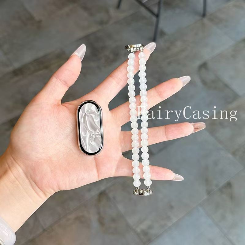 Dây Đeo Hạt Trắng Cho 10 9 8 7 Dây Đeo Đồng Hồ Cho Mi Band 6 5 4 3 Vòng Tay Cho Mi 9 8 Hoạt Động Trang Sức Dây Đàn Hồi