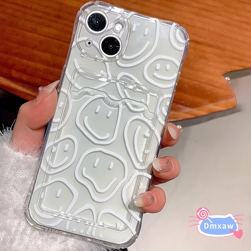 Ốp Điện Thoại Mặt Cười Cho Realme 14 10 9 Pro Plus 9i 6i 5 5s 5i C21Y C20 C20A C12 C2 5G 4G Vỏ Đựng Thẻ Chống Sốc Bốn Góc Vỏ Mềm Trong Suốt