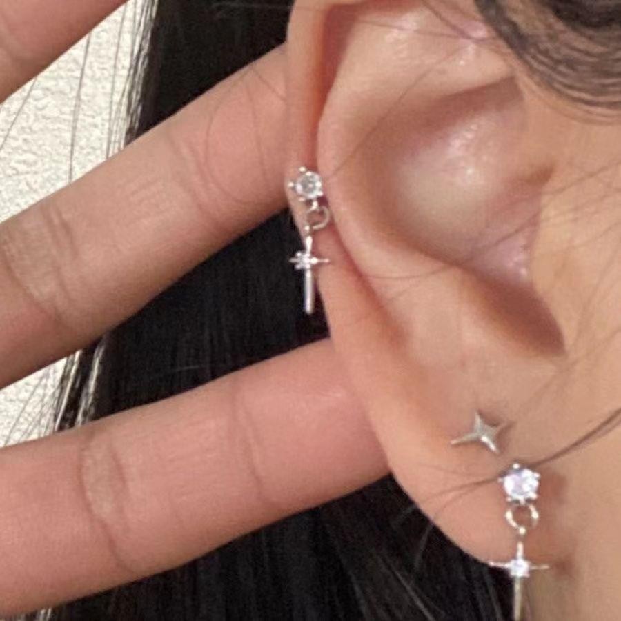 Mặt dây chuyền và bông tai bạc 925 thiết kế sao băng và ngôi sao
