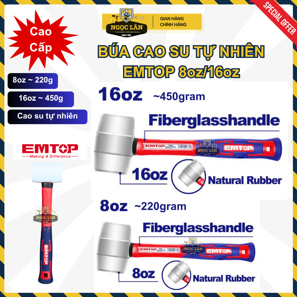 [Chính hãng] Búa cao su EMTOP, búa đóng gạch, lát sàn cao su tự nhiên cao cấp