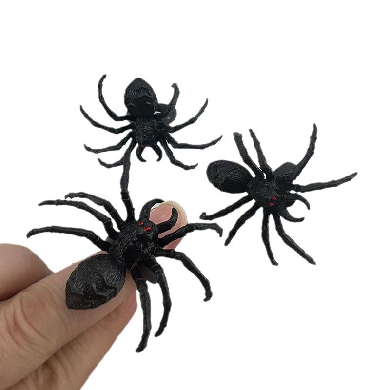 Nhẫn Mini Nhện Đen bằng Nhựa cho Trang Trí Halloween
