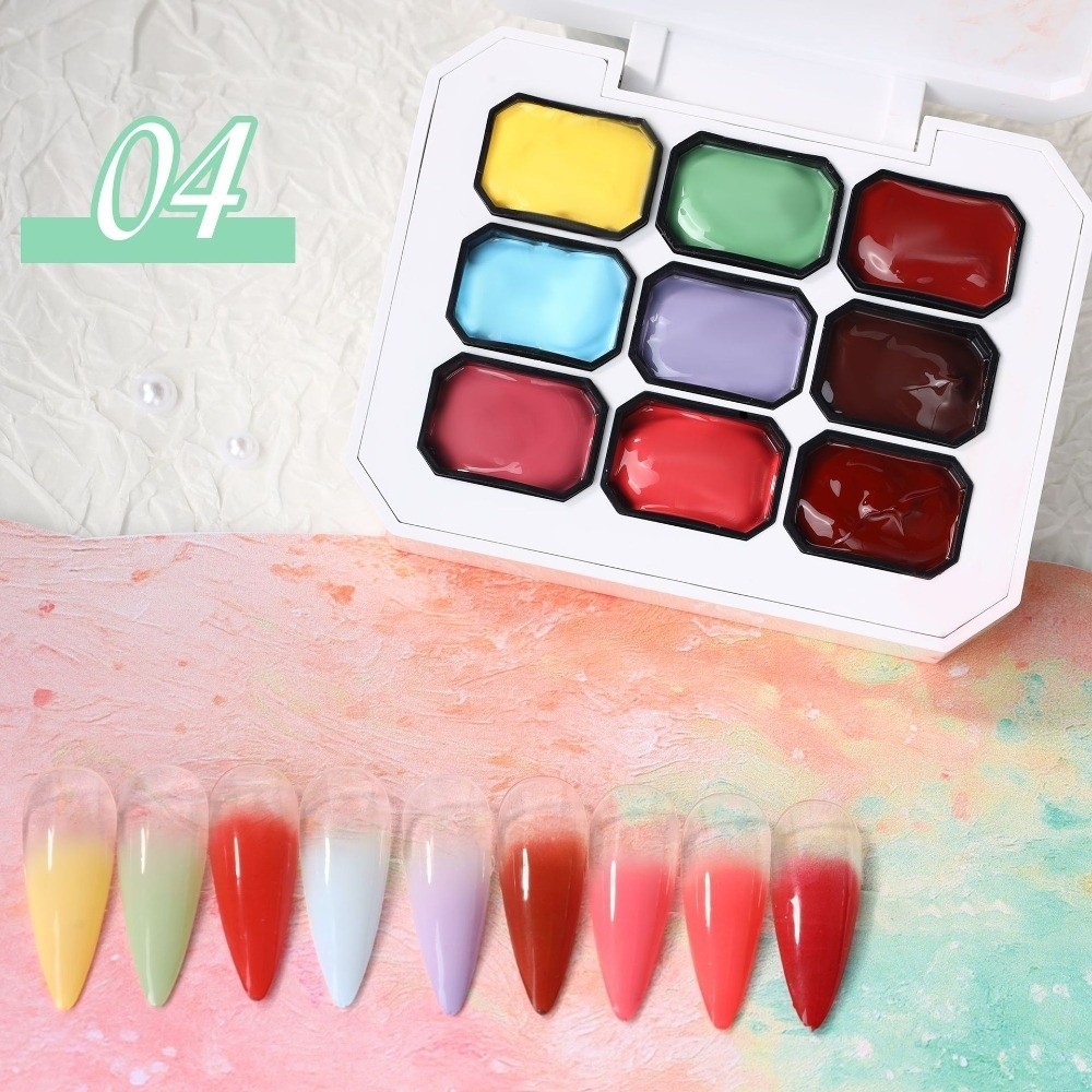 SDEERCONCEPT 4IN1 Pat Ombre Gel Sơn Móng Tay, Mini 9 Màu Dễ Chuyển Đổi Sơn Gel, Đồ Dùng Làm Móng Tay Pháp Làm Móng Tay Sơn UV Chắc Chắn Nghệ Thuật Gel Nữ