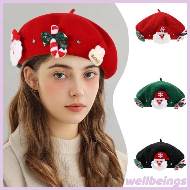 Wellb Mũ Beret Giáng Sinh Cho Bé Gái Và Người Phụ Nữ Phong Cách Pháp