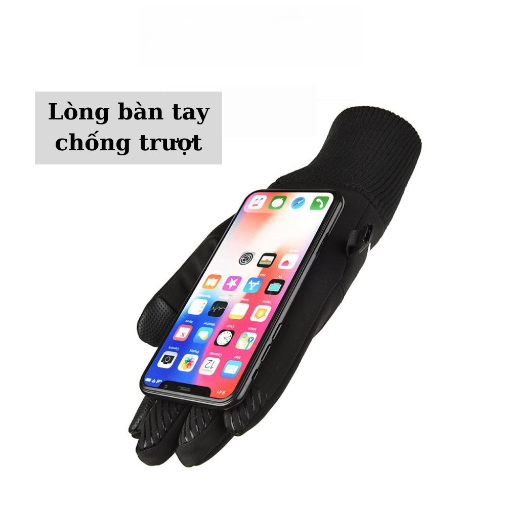 Găng Tay Mùa Đông Lót Nỉ Ấm Áp - Giữ Nhiệt, Chắn Gió, Chống Nước Cho Nam