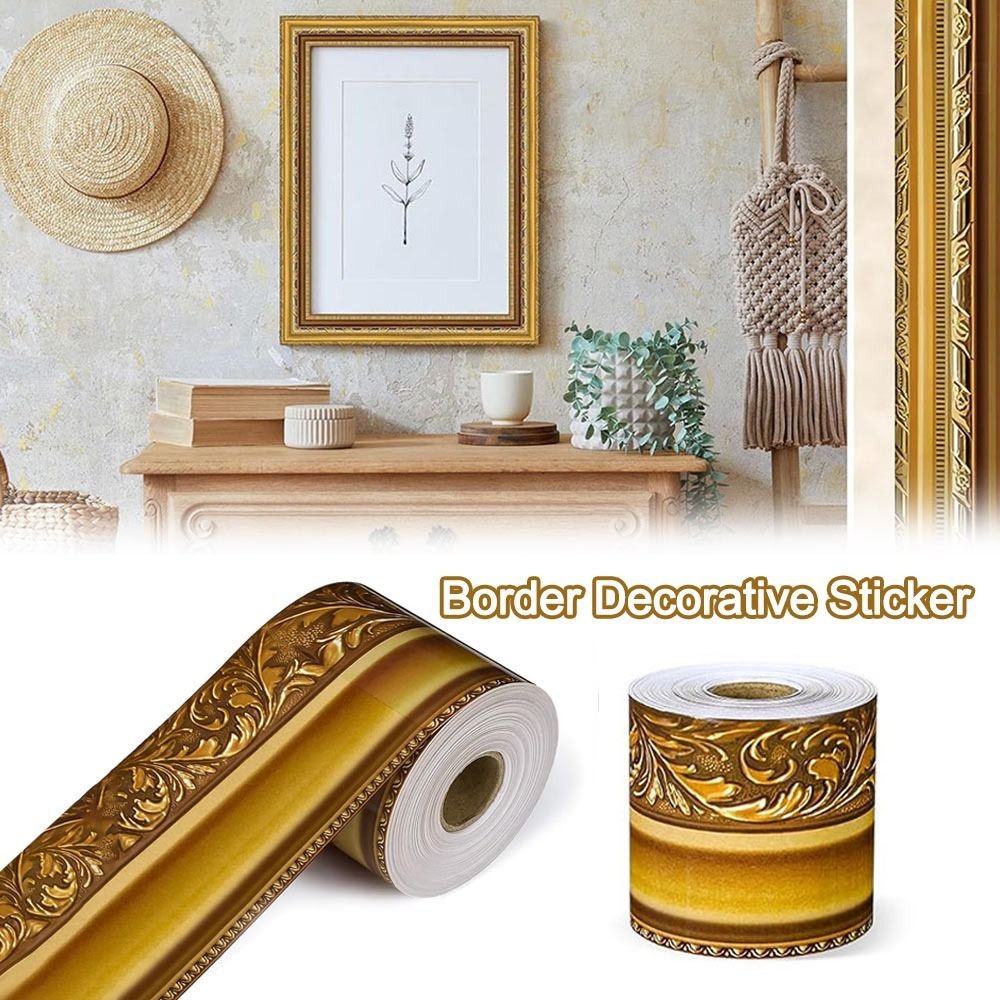 Nhãn dán viền áp phích AWNGD, Nhãn dán trang trí viền tự dính cổ điển, Khung ảnh DIY màu vàng thời trang Trang trí tiệc