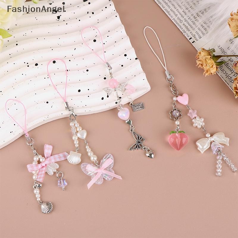 FashionAngel Bowknot Dây Xích Điện Thoại Trái Tim Mặt Dây Chuyền Tai Nghe Dây Chống Mất Dây Đeo Túi Trang Trí VN