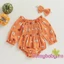 Bé Gái Halloween Jumpsuit Hoạt Hình Bí Ngô In Ruched Off Vai Dài Tay Áo Liền Quần + Nơ Băng Đô