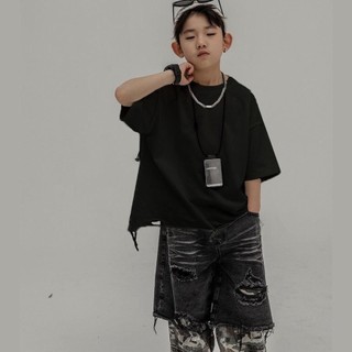 |DOU DOU KID | APR-02 Áo Phông Rách May Mặt Trái Độc Lạ Cho Bé 11-35kg Phong Cách Cá Tính Chất Vải Cotton Xịn