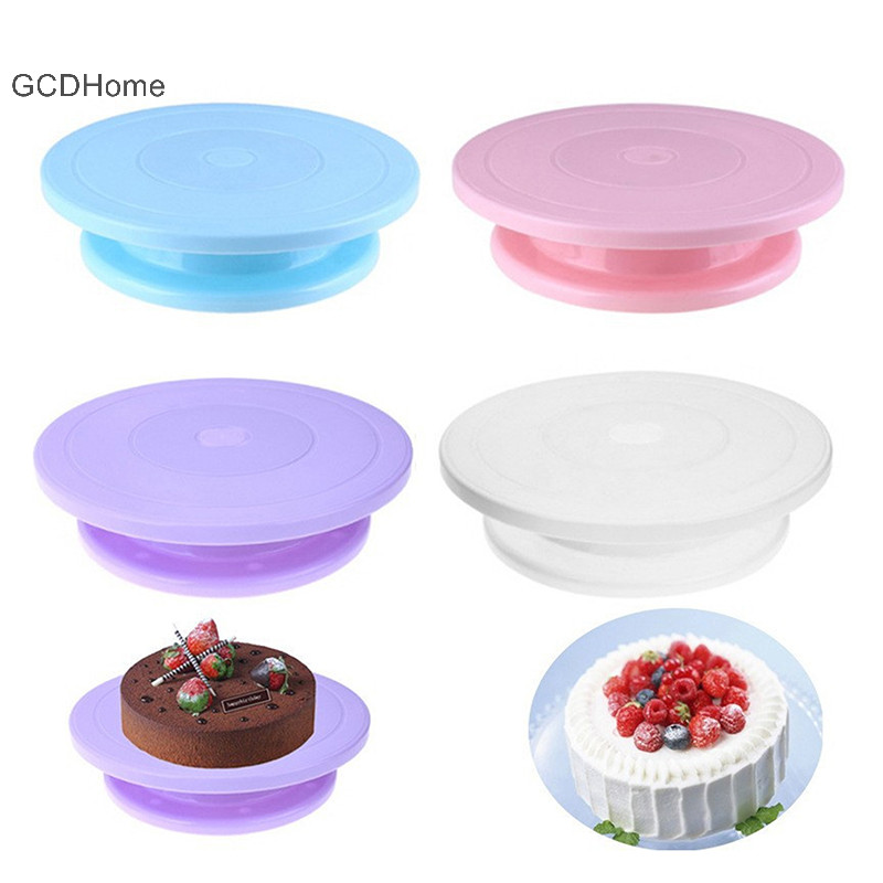 Gcdhome 1 Nhà Bếp Chảo Nướng Dụng Cụ Bánh Nhựa Tấm Bàn Xoay Xoay Chống Trượt Bánh Tròn Đứng Trang Trí Bánh Bàn Xoay HOT