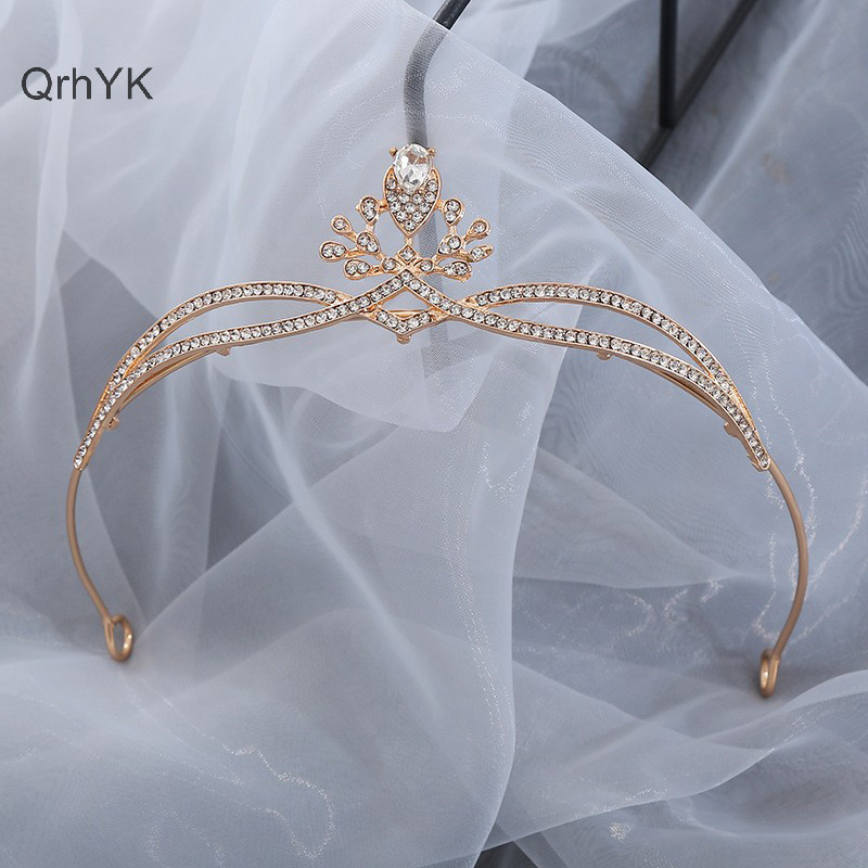 Thời Trang Nhà Máy Ánh Sáng Pha Lê Vương Miện Tiara Cho Nữ Cô Gái Cưới Thanh Lịch Kim Cương Giả Cô Dâu Vương Miện Phụ Kiện Tóc Dự Tiệc Trang Sức QrhYK