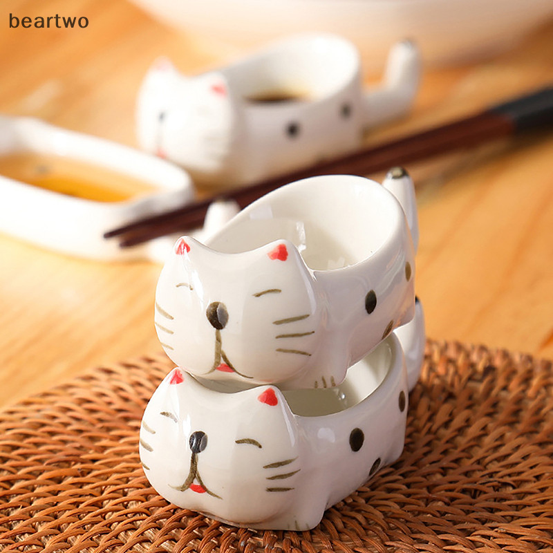 < Beartwo > Đĩa gia vị sốt đậu nành cà chua mù tạt dễ thương có tay cầm cho nhà hàng tại nhà đẹp