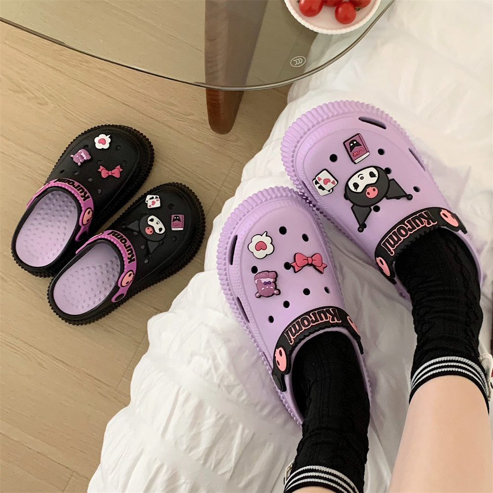 Xixitiao Dép Dép Nữ Đế Dày Mặc Ngoài Đi Biển Kuromi Dễ Thương