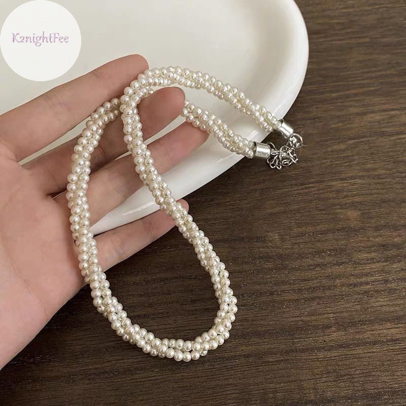 K2nightfee Đa Lớp Dây Ngọc Trai Choker Dây Chuyền Nữ Cô Gái Vintage Hình Học Thanh Lịch Đính Hạt Dây Chuyền Phụ Kiện Trang Sức VN
