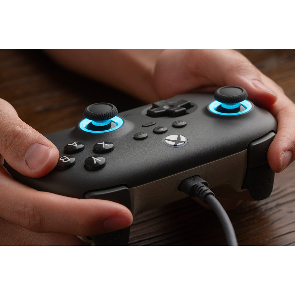Bộ điều khiển trò chơi có dây 8BitDo Ultimate C cho Xbox Series X / S Xbox One với cần điều khiển hiệu ứng phòng chiếu sáng RGB cho Windows 10 / 11