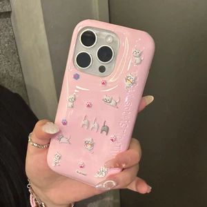 Ốp điện thoại hình mèo ba chiều màu trơn dễ thương cho iPhone15 14 13 12 Pro Max bảo vệ camera chống sốc chất lỏng mặt sau mềm