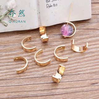 DIY Đồng Mạ Điện Bông Tai Phụ Kiện Hàn Quốc Mở Hình Bán Nguyệt Đính Hạt Tai Kẹp Tai Trang Sức Vật Liệu Handmade