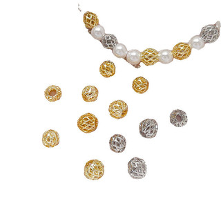 14k vàng thật mạ điện giữ màu hạt rỗng hạt tròn tự làm vòng tay làm bằng tay Vòng cổ kết cườm Vật liệu phụ kiện