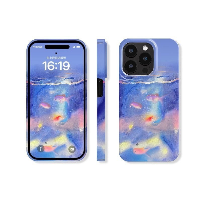 Cá vàng mờ QYJS dùng cho IPhone 11 14 15 PLUS 12 PRO X XR XSMAX SE 7 8 plus 13 14 15 ProMax mẫu thời trang nhỏ tươi mới vỏ cứng bảo vệ chống rơi CSO1