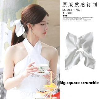 Khăn vuông satin trắng phong cách Hàn Quốc cỡ lớn phụ kiện tóc cao cấp dành cho nữ