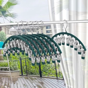 Móc treo phơi đồ lót, tất vớ quần áo có khóa chống gió, chống trượt với 10 móc khóa SHOPMH1