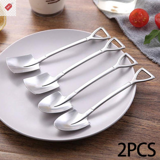 Alik 2 Cái / túi Sáng Tạo Xẻng Hình Thép Không Gỉ Thìa Cà Phê Thìa Trà Dưa Hấu Thìa Kem Muỗng Dao Kéo Phụ Kiện Nhà Bếp VN