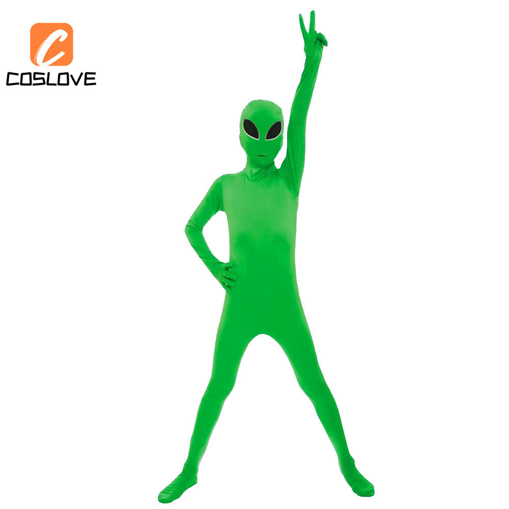 Cổ Điển Xanh Người Ngoài Hành Tinh Áo liền quần Cosplay Trọn Bộ Trang Phục Phù Hợp Với Người Lớn Màu Xanh Áo liền quần Cosplay Quần Áo Phục Hồi Hoàn Hảo