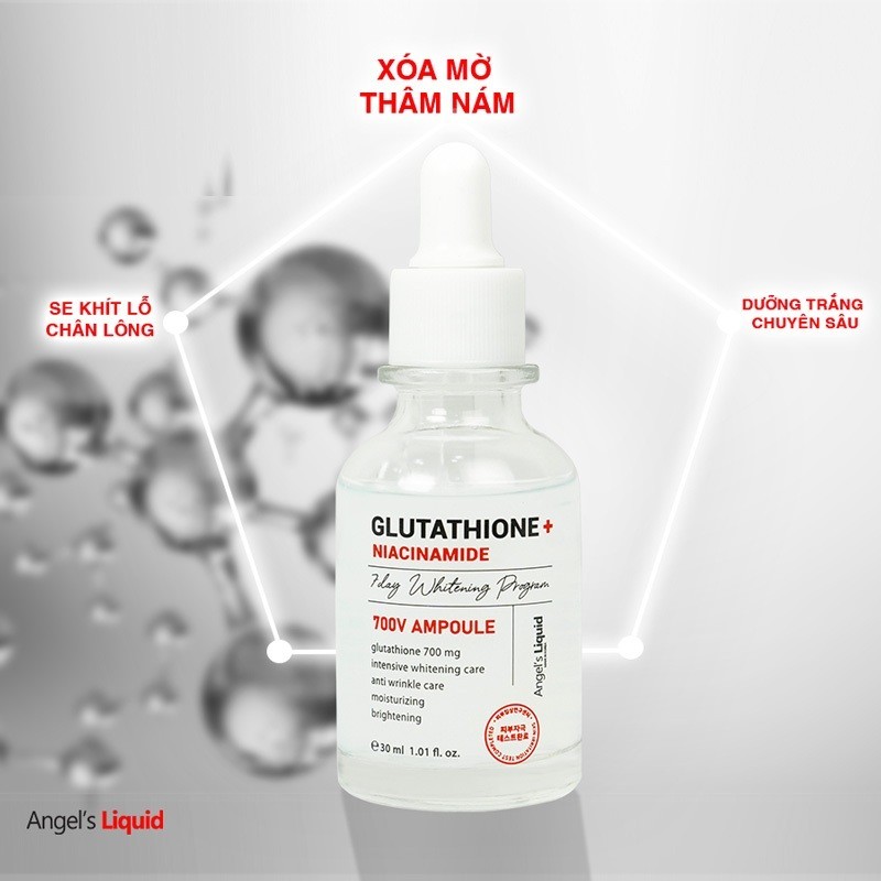 Tinh Chất Angel's Liquid Glutathione + Niacinamide 7 Days Whitening Program 700 V Ampoule Giảm Nám Truyền Trắng 30ml