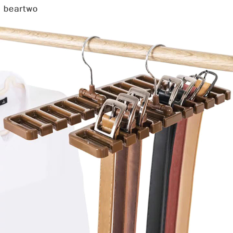 < Beartwo > Móc treo dây buộc Tủ quần áo Thắt lưng Khăn treo tổ chức Xoay 10 khe cắm thẻ Giá đỡ móc phòng ngủ Vật dụng nhà đẹp