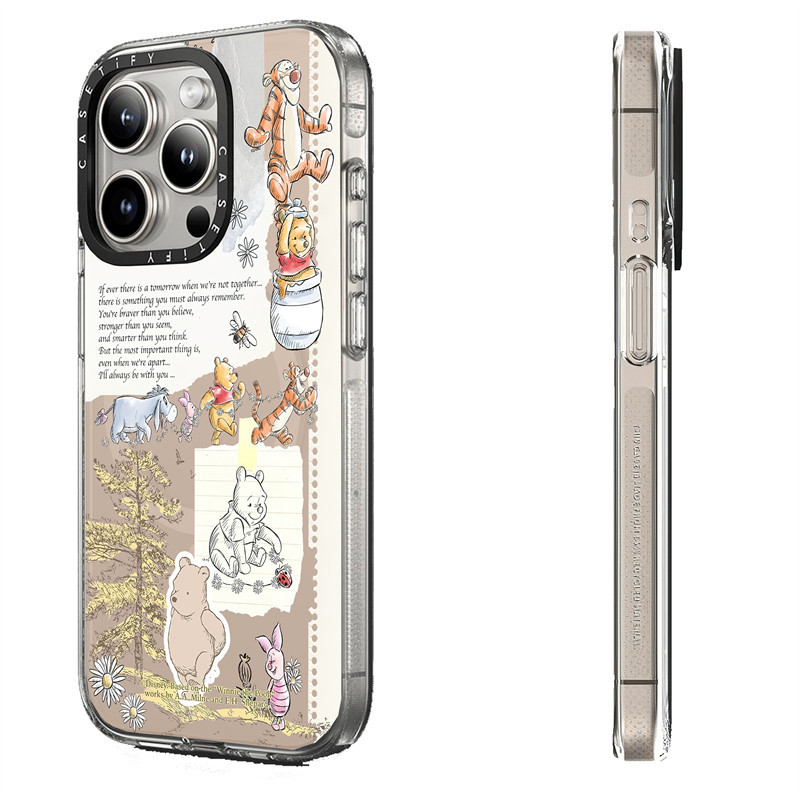 Casetify X Winnie the Pooh Vintage Collage Case Hút Từ Tính Trong Suốt Cứng Acrylic Lưng TPU Edge Case Vỏ Điện Thoại Ốp Lưng Tác Động Cho Apple IPhone 13 14 15 Pro Max
