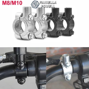 Giá đỡ gương chiếu hậu FANIELLAPOWELL, Kẹp gắn gương tay lái bằng hợp kim nhôm 10MM / 8MM, Giá đỡ gương màu đen / bạc bền đa năng