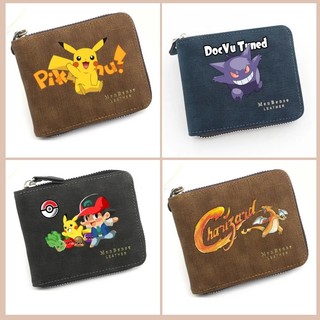 Ví Pokémon Ví PU Matte Dây kéo Ví lưu trữ đa chức năng dung lượng lớn