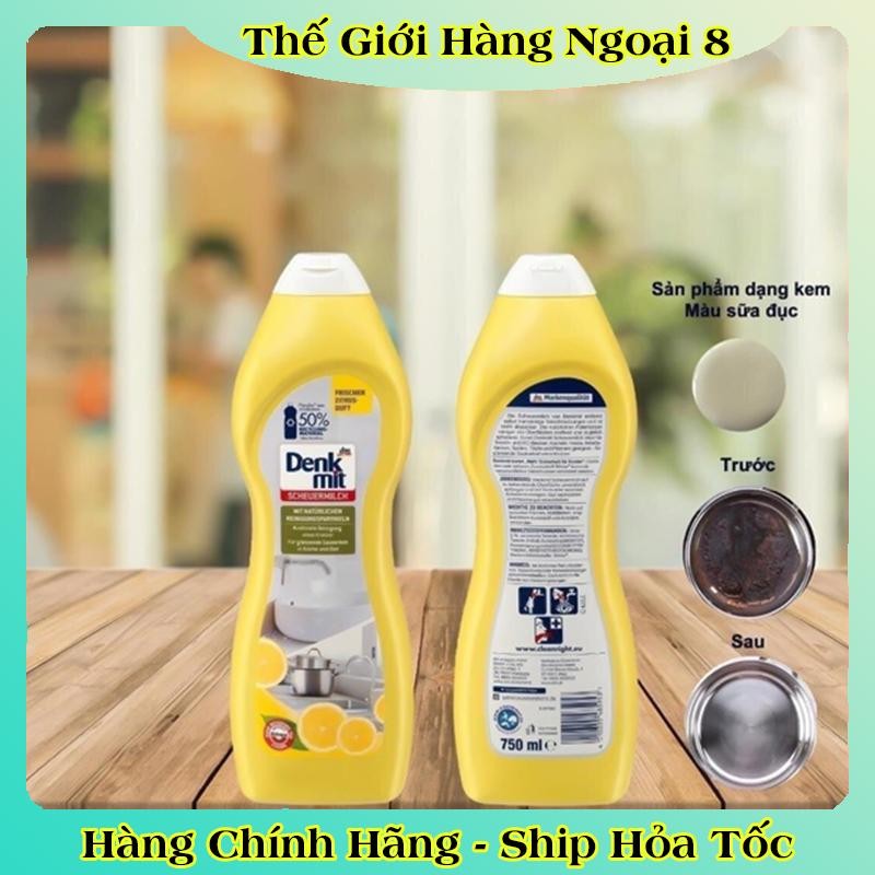 Tẩy rửa xoong nồi bồn rửa Denkmit 750ml tẩy inox sáng bóng - Hàng nội địa Đức
